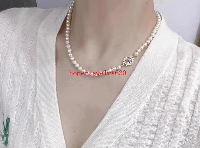 18" 7-8MM AAA++ GENUINE WHITE AKOYA PEARL NECKLACE fashion WOMEN'S necklace - Image 4 of 4