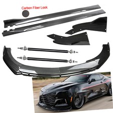 Carbon Fiber Front Bumper Lip Spoiler For Chevy Camaro Ss Zl Side Skirt Body Kit