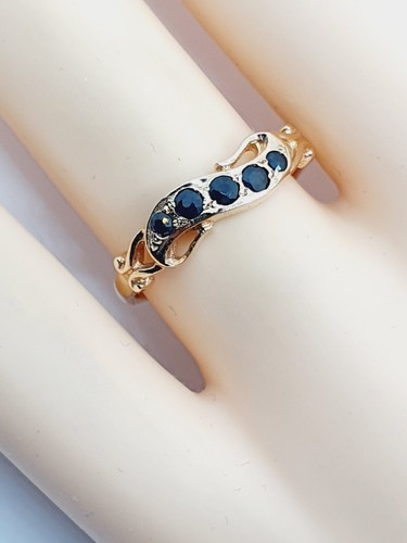 Fancy 9ct Rose Gold Sapphire Wave Half Eternity Band Ring Size L 3/4 Hallmarked - Picture 18 of 23