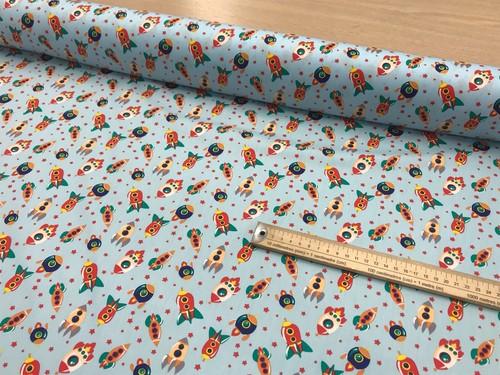 100% Printed Cotton Fabric, Craft Bunting, , Oeko tex 115cm wide spaceships kids - Picture 18 of 21