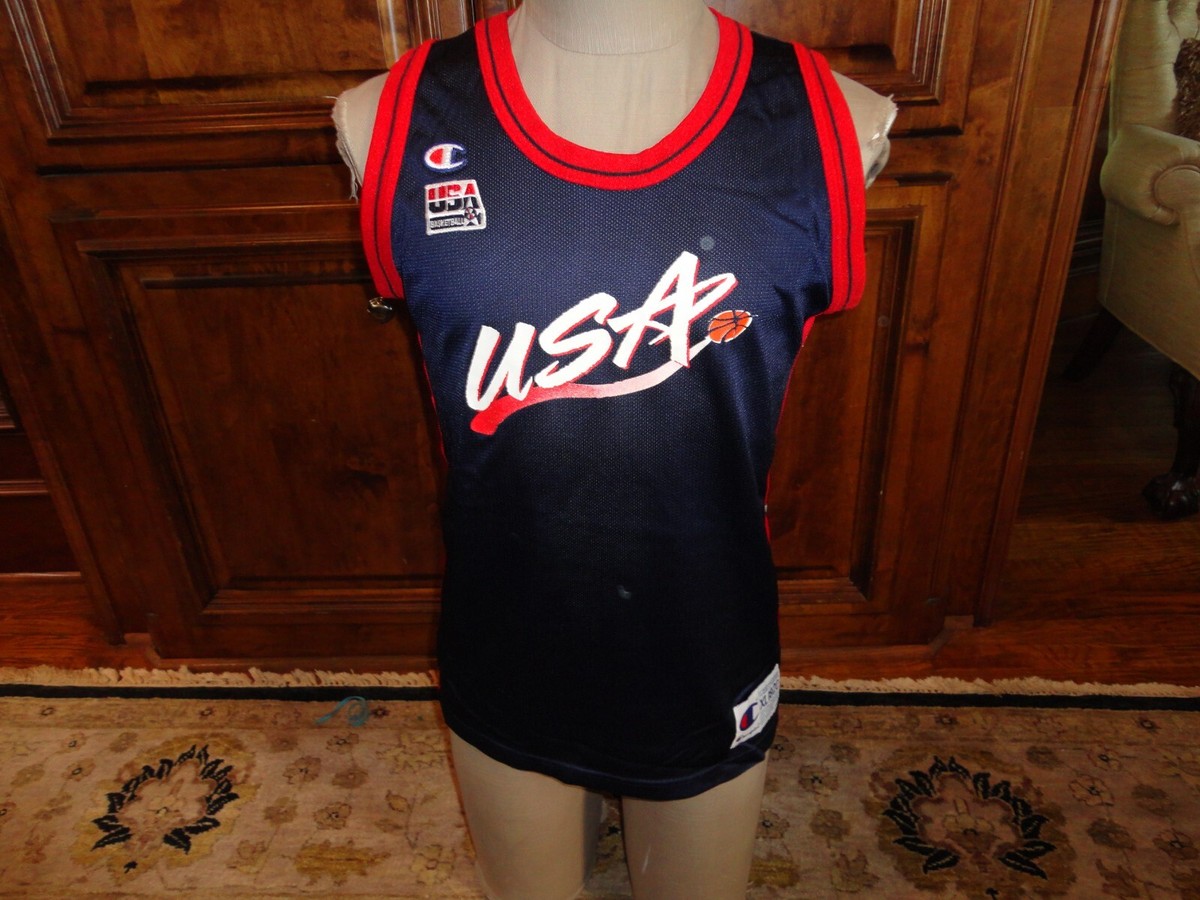 Vintage 96 Blue Champion USA Basketball Olympic Dream Team Jersey