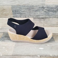 Bzees Reveal Womens Sandals Sz 8.5 W Wedge Heel Black Open Toe Slingback Strap