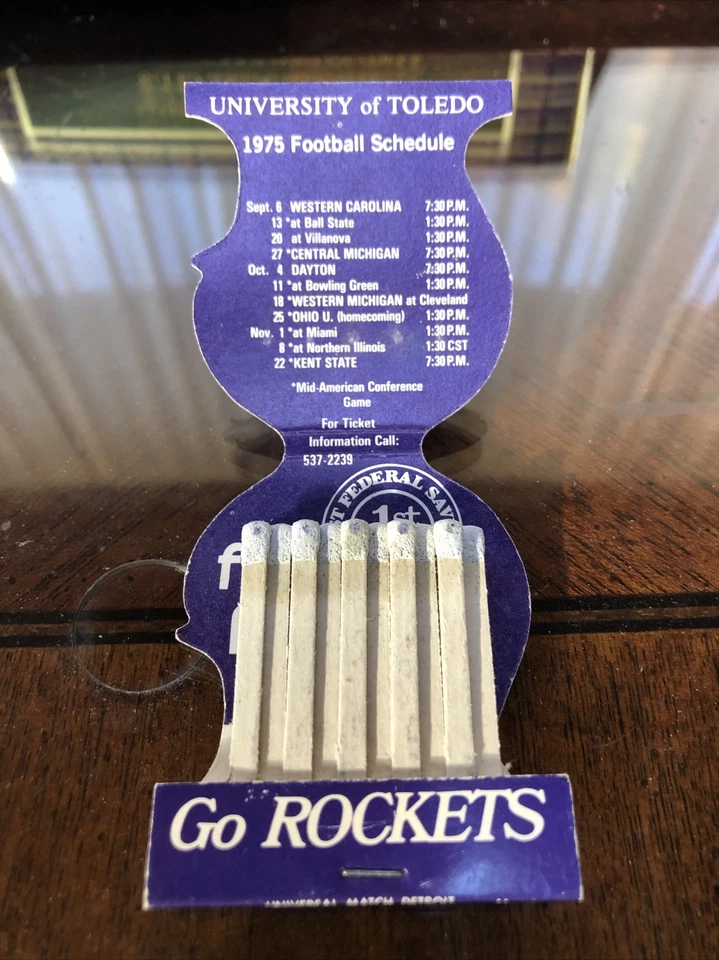 1975 University Of Toledo Rockets Football Full Matchbook Schedule MINT - Image 3 of 3