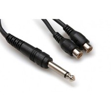 Hosa YPR-103 1/4" TS Male Mono To Dual RCA Female Y Adapter Splitter