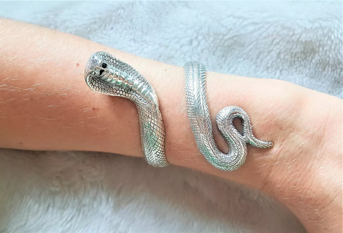 Cobra Snake STERLING SILVER 925 Bracelet Cuff Cleopatra Jewelry Arm Bracelet Tal