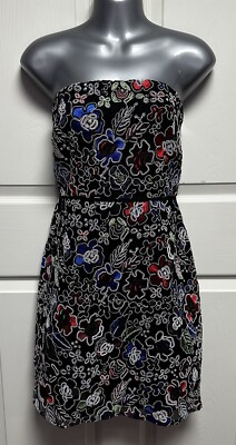 Sam Edelman Strapless Embroidered Mini Dress Black Multi 4