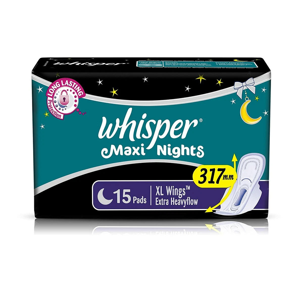 whisper maxi fit regular 15 pads