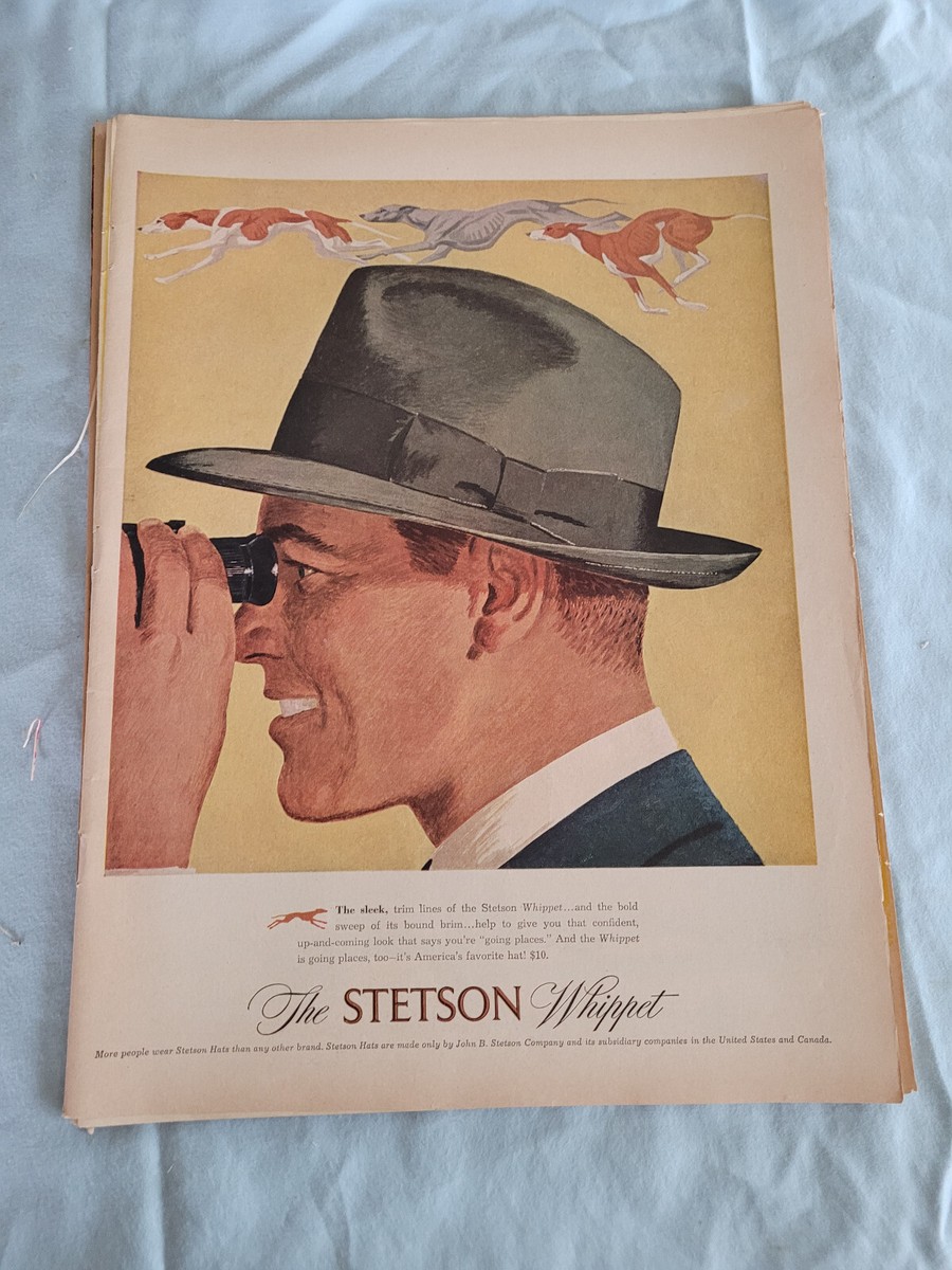 1948 VTG Magazine Orig Ad Men's Hats STETSON Whippet Sleek Trim