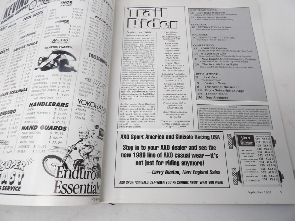 September 1989 New England Trail Rider Magazine | eBay