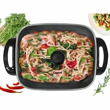 16 Inch Deep Dish Non-stick Electric Skillet with Glass Cover  16" x 12" x 3"