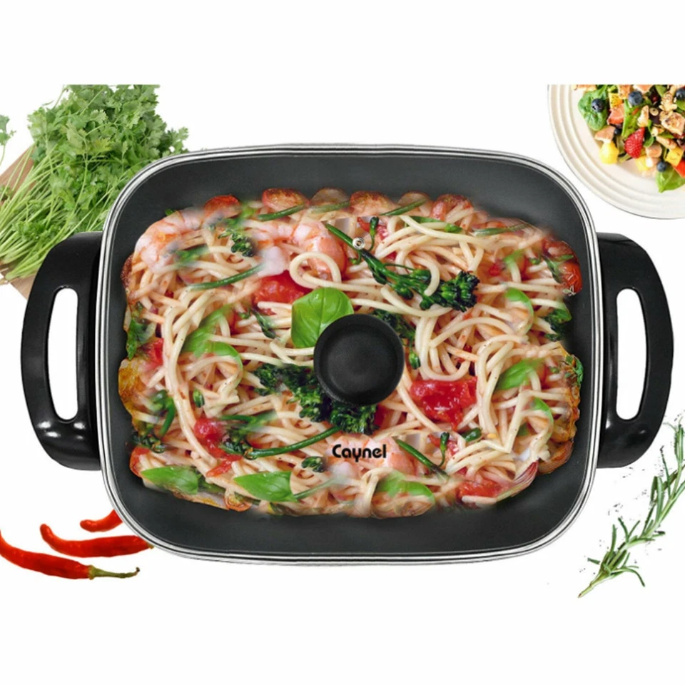 Sartén eléctrica antiadherente Caynel de 16 pulgadas con cubierta de vidrio de 16" x 12" x 3" Foto 3 de 4