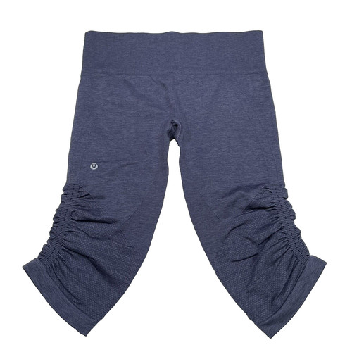 Lululemon In the Flow Crop II Seamless Leggings Size 10 Blue Heathered