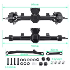 RCBATER Aluminum Standard Front & Rear Axles for Axial SCX24 1/24 RC Crawler Car