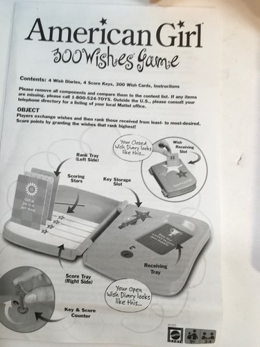 American Girl Doll 300 Wishes Board Game Complete Diary Key Sleepover Retired 04 - Picture 3 of 4