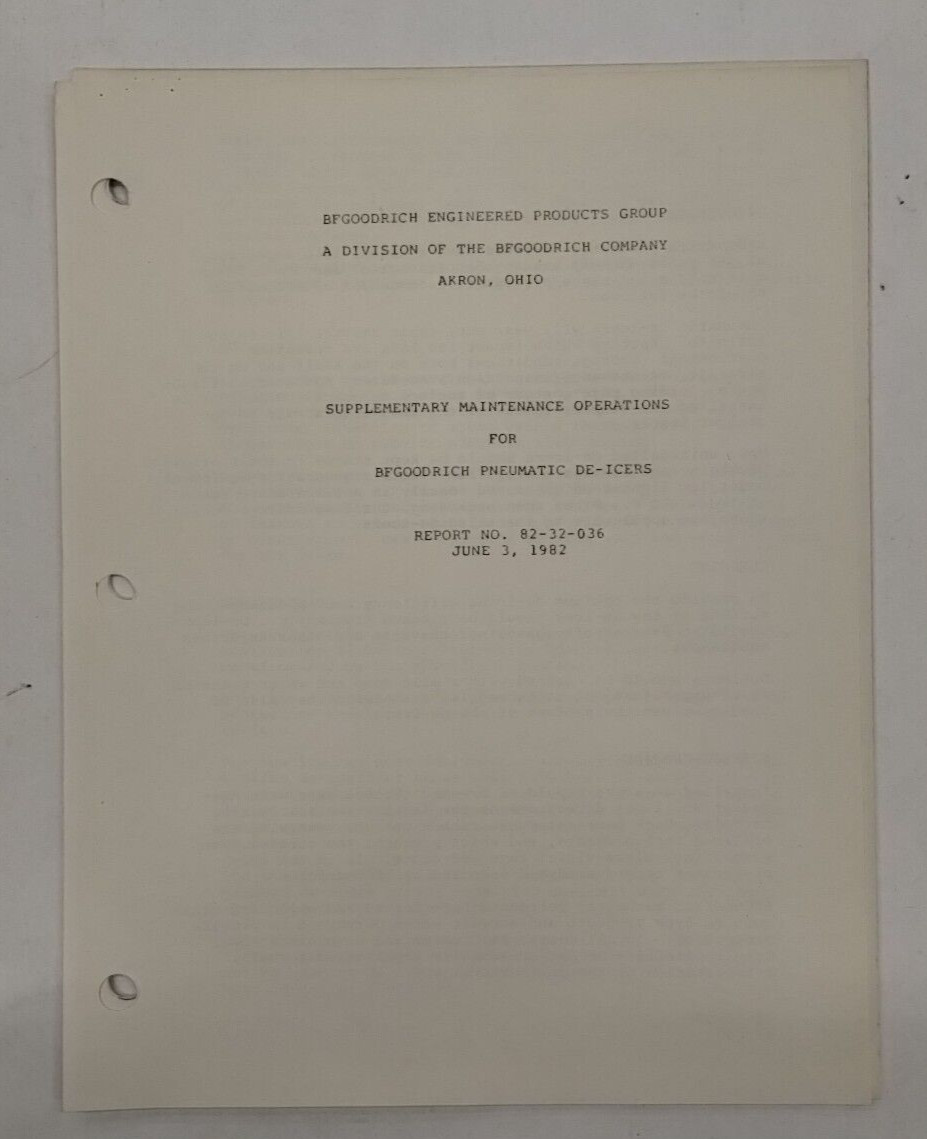 BF Goodrich Pneumatic De-Icers Supplementary Maintenance Operations-Copy