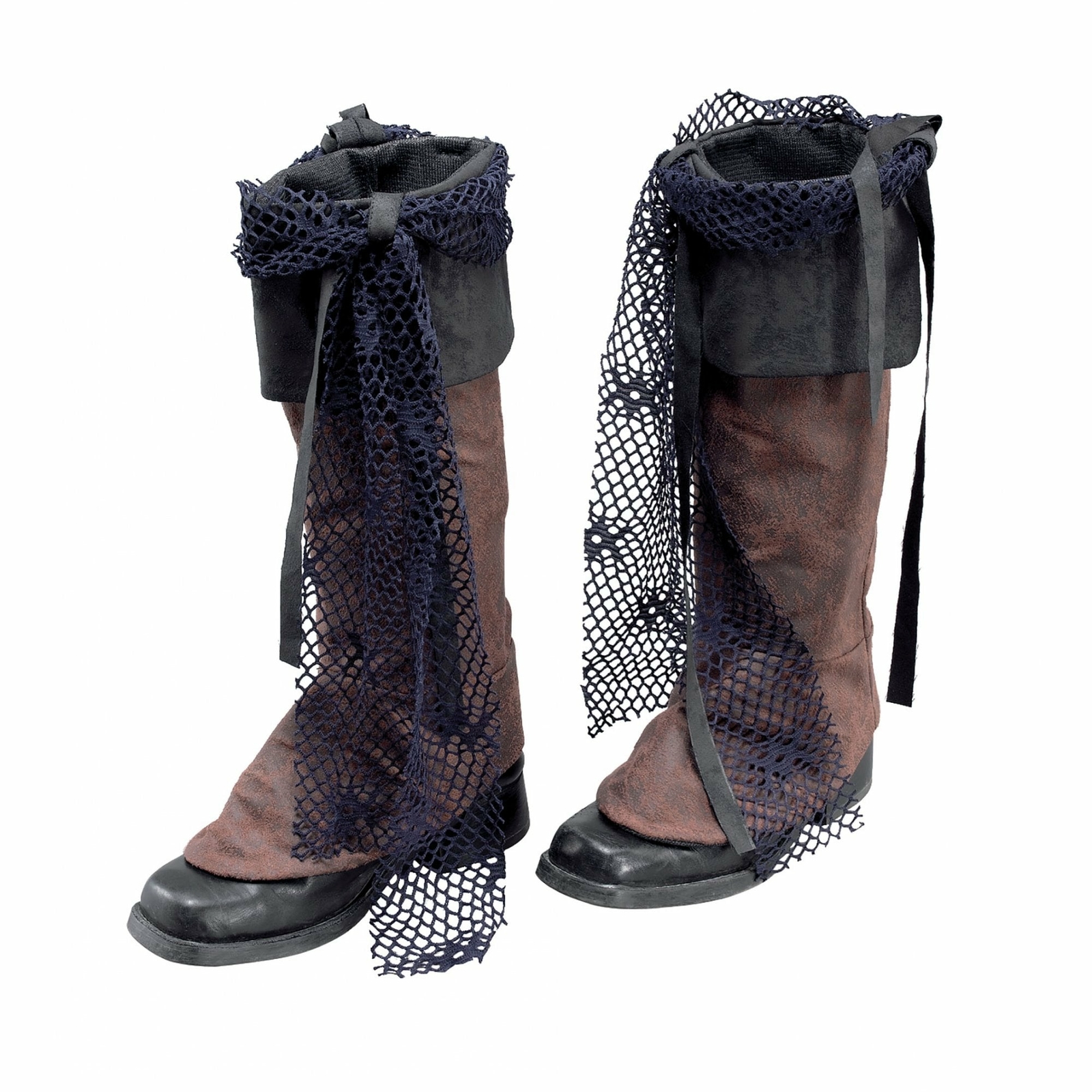 Pirate Boot Tops Brown Distressed Captain Jack Caribbean Fancy Dress Accessory