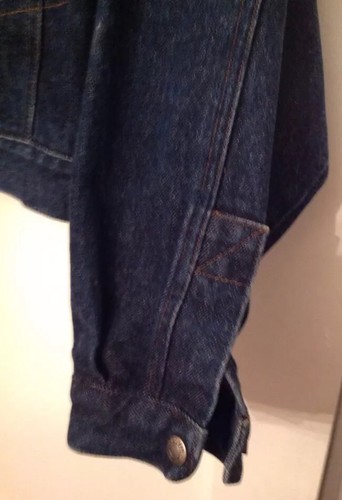 CALVIN KLEIN ICONIC 1980’s Blue DENIM CROP JACKET women Petite SM - Picture 9 of 9