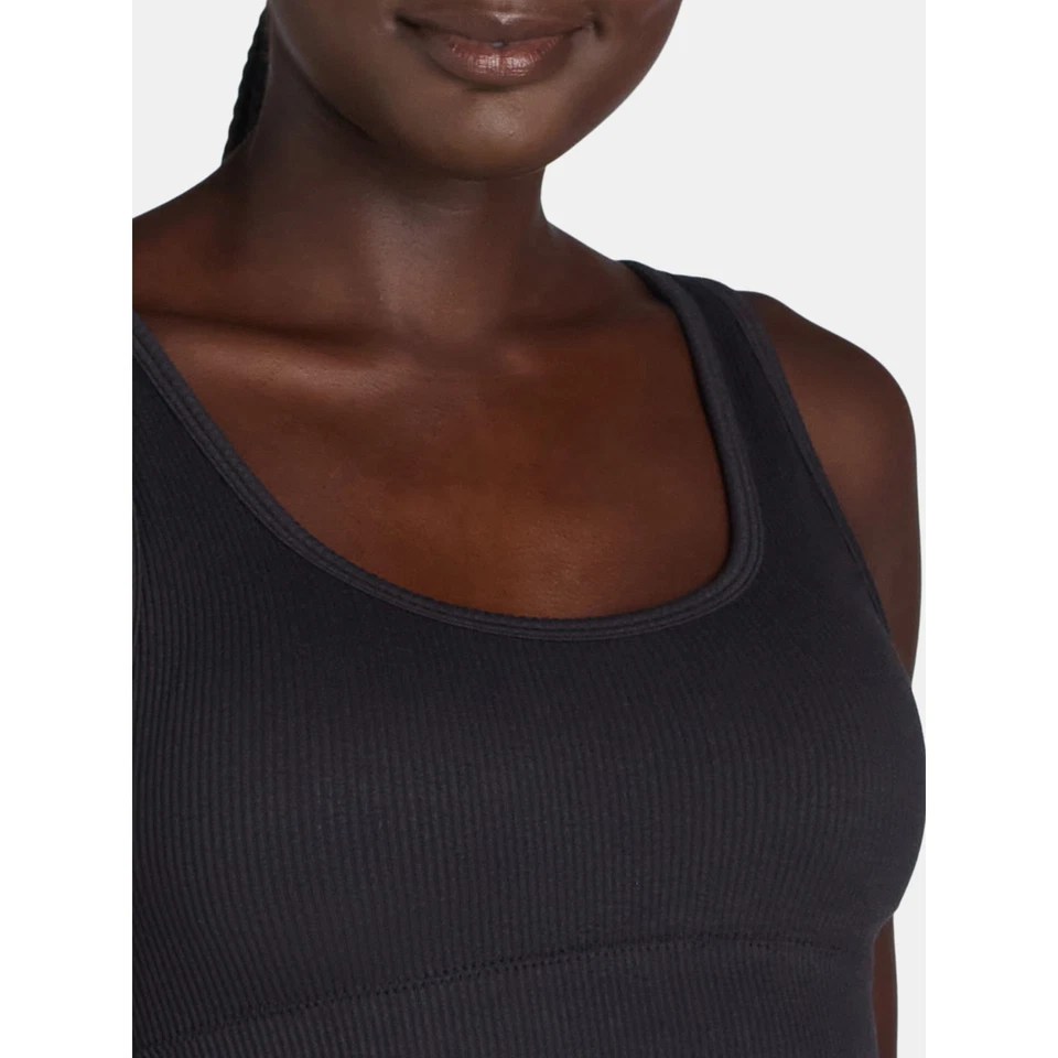 Sujetador sin costuras No Boundaries doble cuchara para mujer talla grande XXXL hollín negro --L4-- Foto 3 de 4