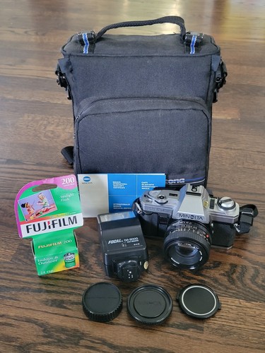Minolta X-370 35mm SLR Film Camera - Black (Kit with 50mm 1.7 Lens and Bundle)