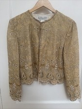Vintage 100 Silk Embroidered And Beaded Bolero Jacket. Holiday Capsule. SMALL