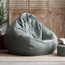 Sitzsack Stuhl Sofa und Fußstützenbezug ohne Bohnen nur Bezug xxxL Farbe Grau