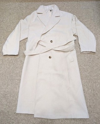 H&M Divided Women s White Pea Coat Size XL Button Up Excellent Condition