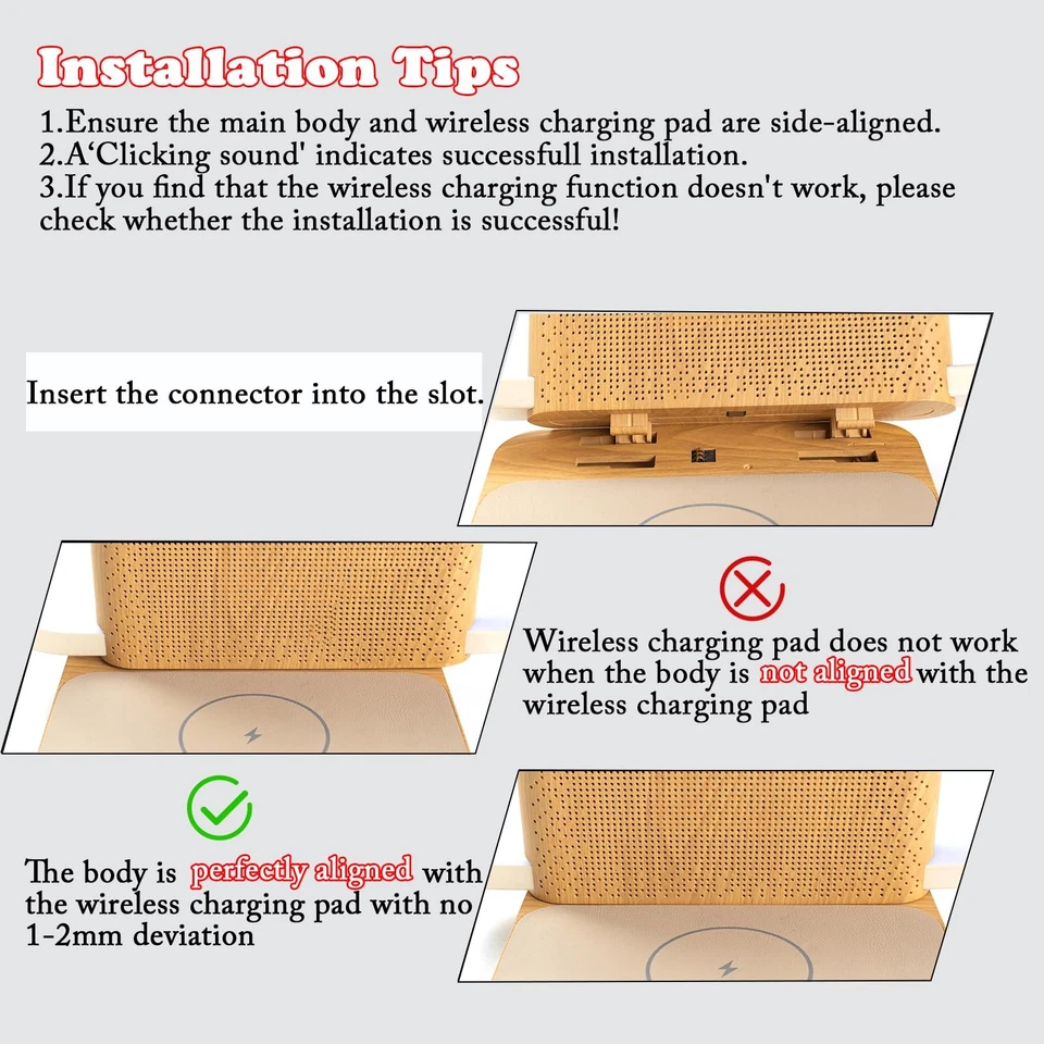 Sunrise Alarm Clock with Wireless Charging Desk Touch Lamp 3 Level Dimmable W... - Image 2 of 4