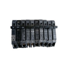 GE THQP120 Circuit Breaker, 20A, 1 Pole, 120/240 VAC - Lot of 10