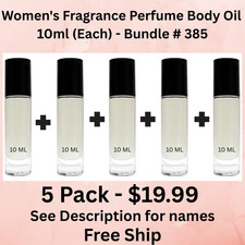 Bundle  385 - 5 Pack Women's Fragrance Perfume Body Oil 10-ml Roll-On Bottle
