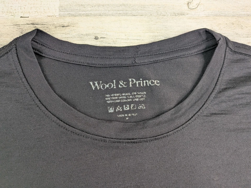 Wool & Prince Shirt Mens Medium Black Merino Wool Blend Crew Neck* - Image 2 of 4
