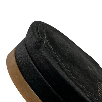 LOUIS VUITTON LV Bijou Logo Fur Flat Sandals #36 Rhinestone Black