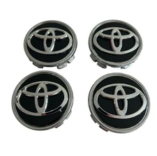 4 x 62mm Black & Silver Wheel Center Caps Fits Toyota Camry Highlander & Corolla