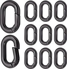 10Pack 1 Inch Small Carabiner Clip Metal Tiny Oval Carabiner Spring O Ring Black
