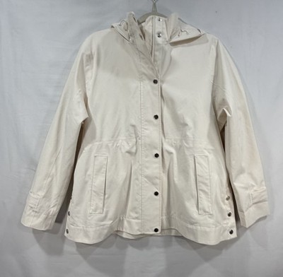 Athleta Rainout Sutro Trench Jacket Coat Cream Size MP Travel Sport
