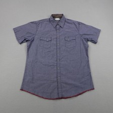 Wrangler Shirt Mens XL Blue Chambray Wrancher Western Pearl Snap Rodeo Cowboy