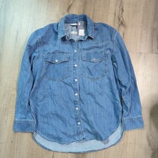 Universal Threads Women's Medium Wash Blue Jean Shirt Denim Oversized Small NWT