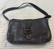 Maxx New York Brown Pebbled Shoulder Bag Buckle Accent Women's Handbag