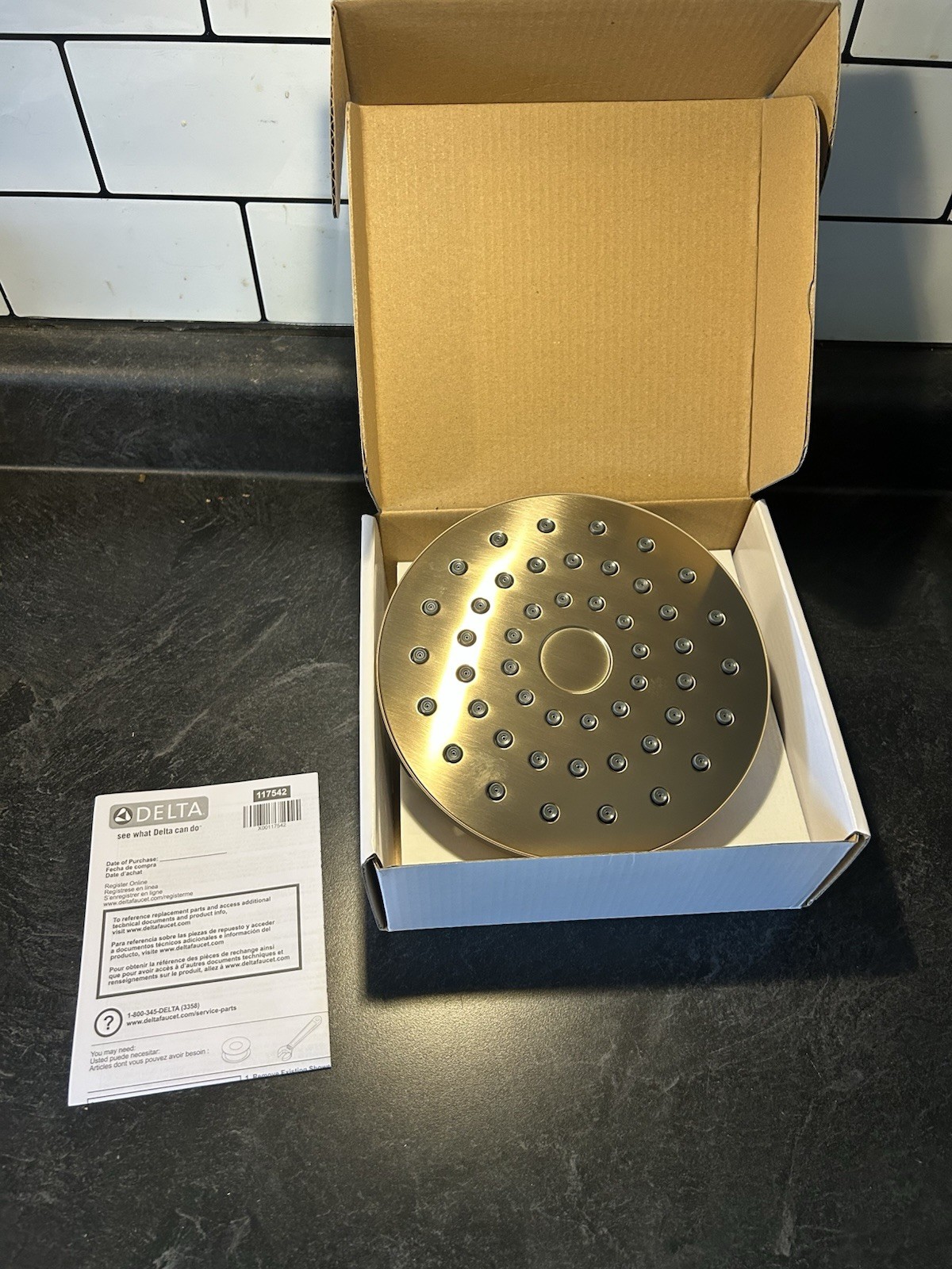 Delta PivotPro Brushed Gold Rain Showerhead, 1.75 GPM Flow R