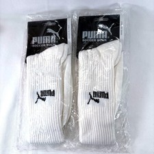 Puma White Soccer Football Knee High Socks 2 Pairs Youth Size Made in Italy New