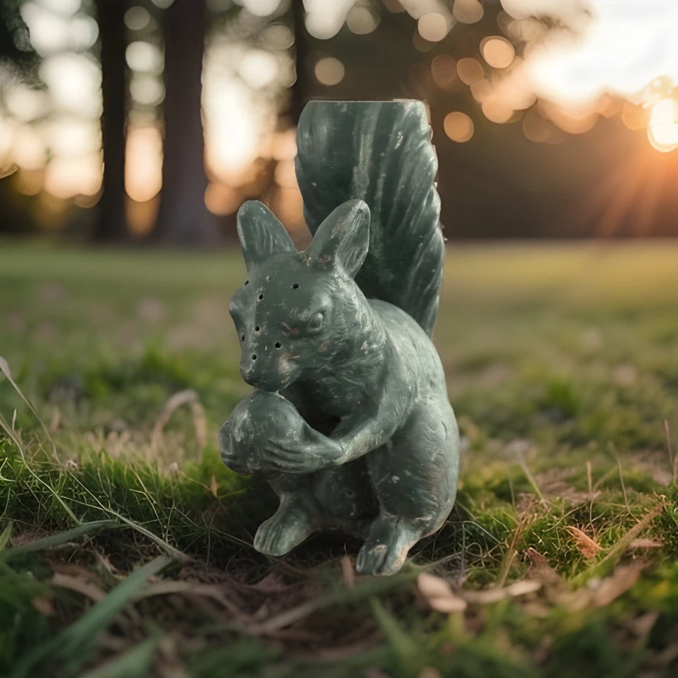 Escultura de colección ardilla de bronce pintada con tuerca increíble estado Foto 2 de 4