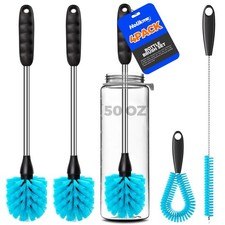 4 Pack Bottle Brush Set, 14.5" Long Handle Stainless Steel Bottle Cleaner Bru...