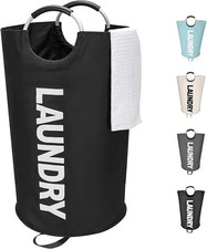 90L Large Laundry Basket, Freestanding Tall Clothes Hamper, Collapsible Laund...