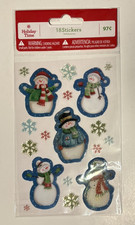 Holiday Time Christmas Scrapbook Stickers - Snowmen On Blue - New In Package