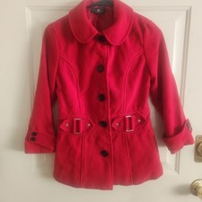 Iz Amy Byer Girls Coat-Kids Medium-Red-Dress Coat-Button Up- Front Buckles