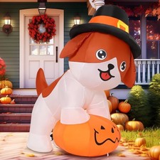 5.2 FT Thanksgiving Inflatables Dog Outdoor Decorations Blow Up Yard Cute Puppy