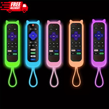 1P Silicone Remote Control Cover For Roku Glow-In-The-Dark TV Remote Holder Case
