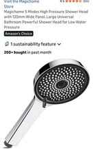 Magichome Shower 120mm Head and Hose 2M, High Pressure Shower Head with 5 Modes