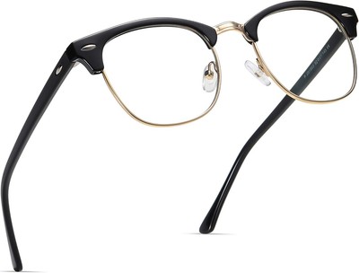 Blue Light Blocking Glasses Vintage Half Frame UV Clear Lens Anti Eyestrain Comp