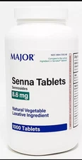 Major Senna 8.6mg Laxative Tablets 1000ct -Expiration Date 01-2027