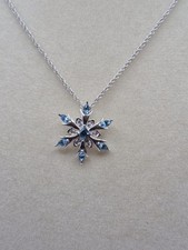 Sterling Silver Snowflake Charm Pendant 18 inch Rope Chain Necklace